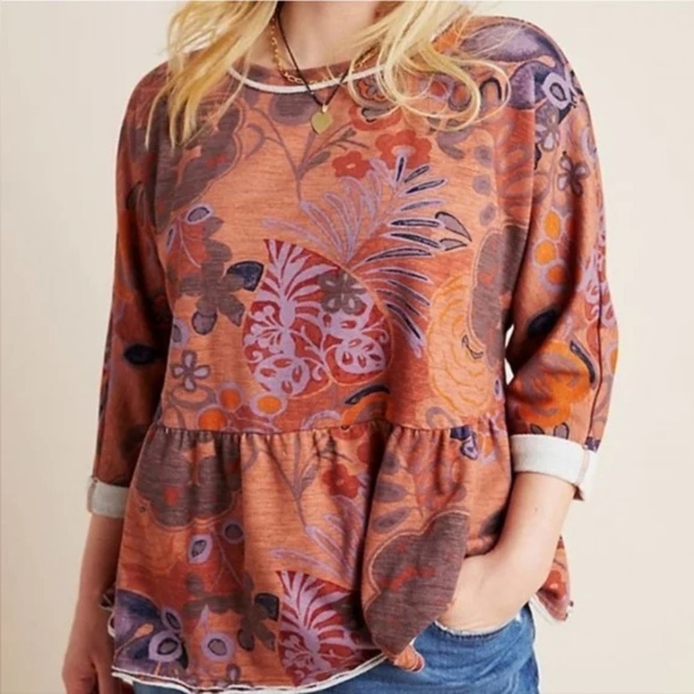 Anthropologie Saturday Sunday Colleen Floral Baby Doll Sweatshirt​ - Picture 2 of 9